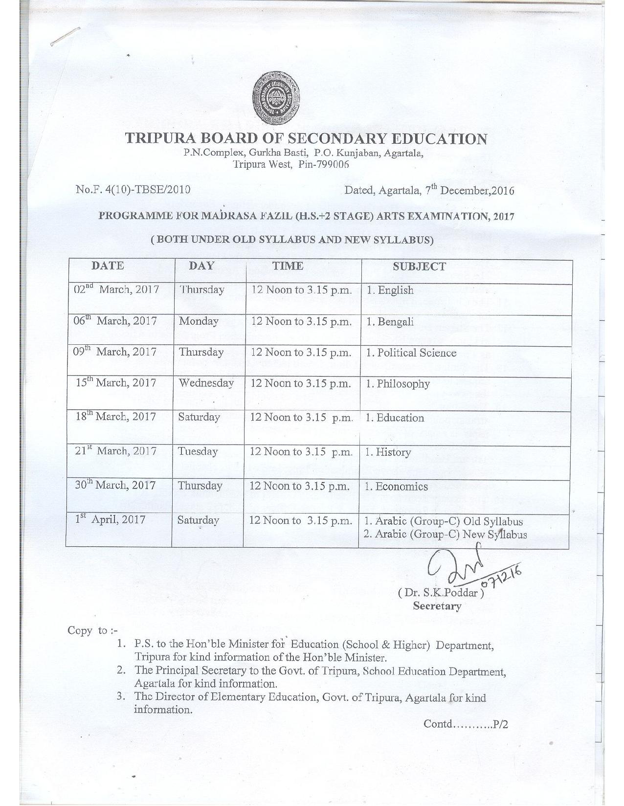 Tripura Inter 2nd year Result