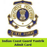Indian Coast Guard Yantrik Admit Card