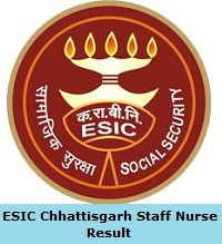 ESIC Chhattisgarh Staff Nurse Result 