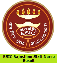 ESIC Rajasthan Staff Nurse Result