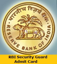 RBI Security Guard Admit Card