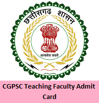 CGPSC Teaching Faculty Admit Card