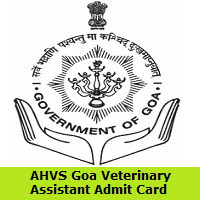 AHVS Goa Veterinary Assistant Admit Card
