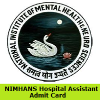 NIMHANS Hospital Assistant Admit Card