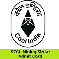 SECL Mining Sirdar Admit Card