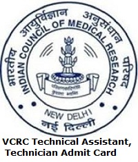 VCRC Technical Assistant, Technician Admit Card