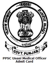 PPSC Unani Medical Officer Admit Card